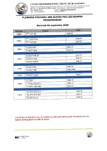 Planning du mercredi 2 septembre